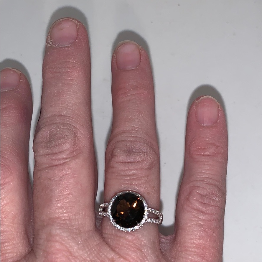 Sterling Silver Smoky Gemstone/Sapphire Ring